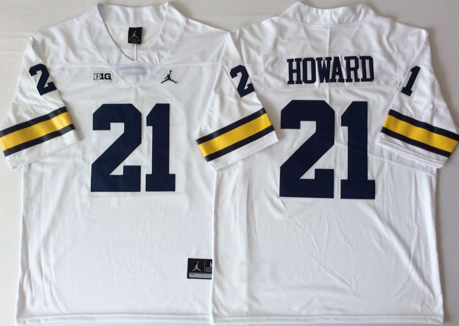 Men's Michigan Wolverines Desmond Howard #21 White Alumni Jersey